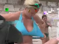 Precious innocent blonde college babe with big jugs exposes herself and voyeur cam gets it